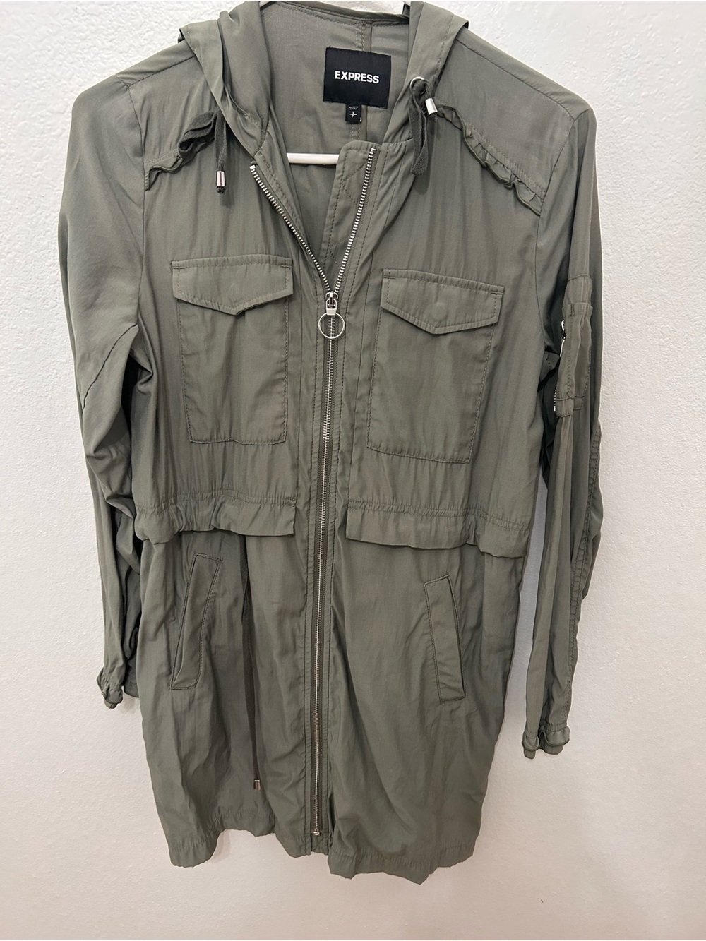 Express Olive Utility Hooded Anorak Jacket